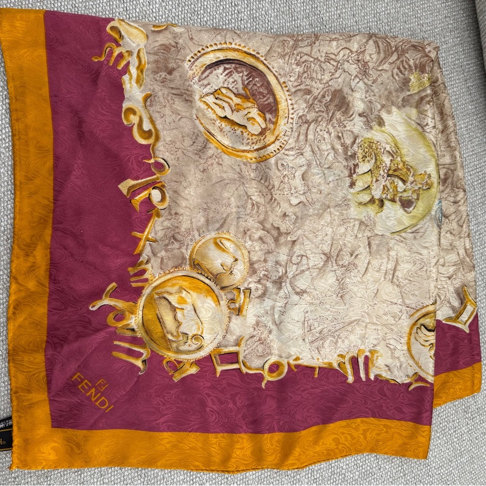 Fendi Scarf with Rich Purple and Gold Accents